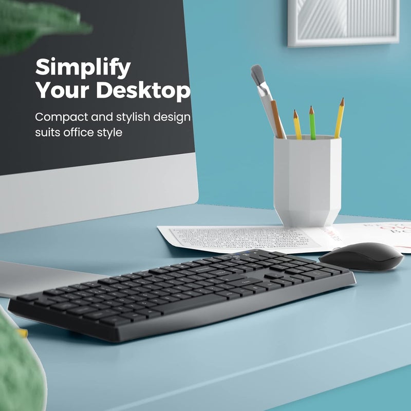 Lovaky Wireless Keyboard and Mouse Combo, 2.4G Full-Sized Ergonomic Keyboard Mouse, 3 DPI Adjustable Cordless USB Keyboard and Mouse, Quiet Click for Computer/Laptop/Windows/Mac (1 Pack, Black) - Image 3